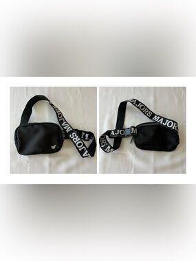Varsity “The Majors” Black Compact Crossbody with White Branded Strap